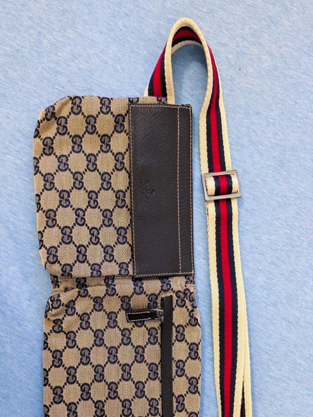 vintage Gucci GG Canvas Monogram Double Pocket Belt Bag